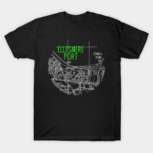 Ellesmere Port Map (White & Green) T-Shirt